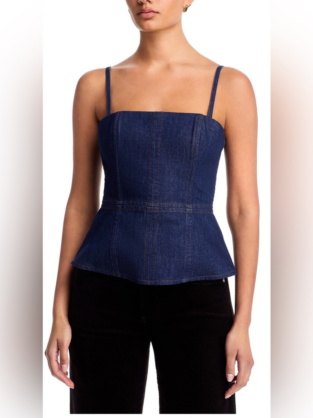 rag & bone Isabella Denim Peplum Top in Midnight Rinse
